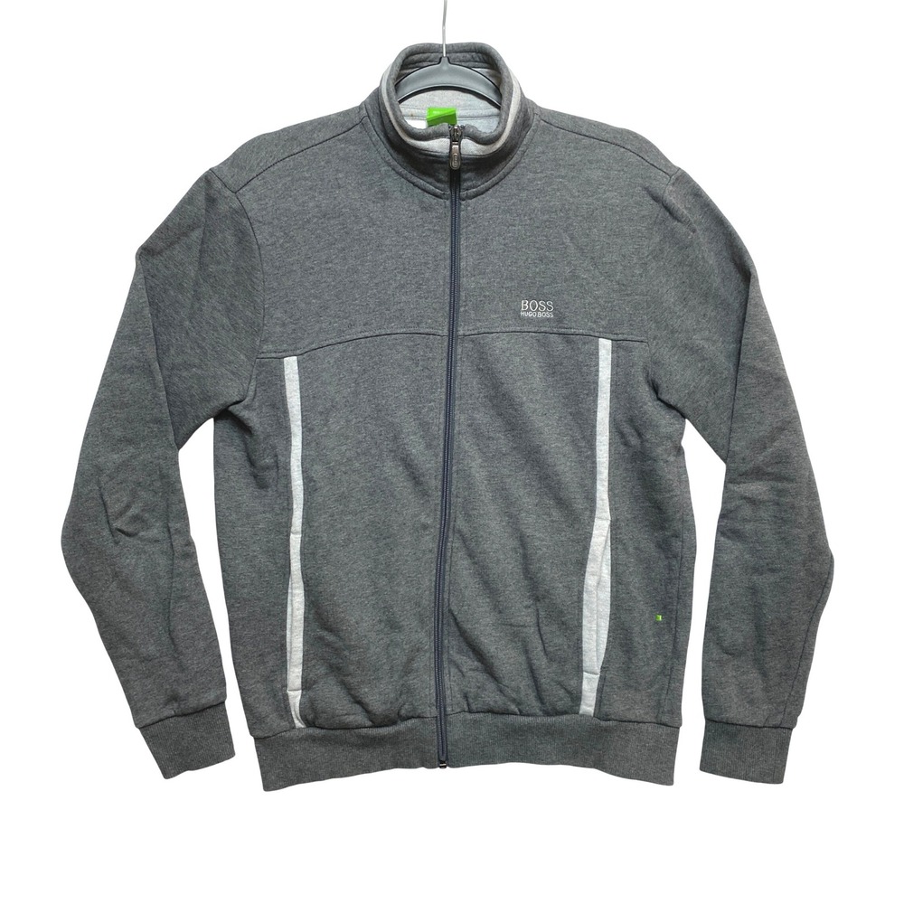 Hugo Boss Sweatshirt Mens Small Gray Regular Fit Full Zip Cotton Jacket